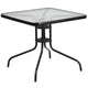 Gray |#| 5 Piece Patio Dining Set - 31.5inch Square Glass Table, 4 Gray Flex Stack Chairs