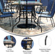 Navy |#| 5 Piece Patio Dining Set - 55" Glass Patio Table, 4 Navy Flex Stack Chairs