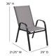 Gray |#| 5 Piece Patio Dining Set - 55" Glass Patio Table, 4 Gray Flex Stack Chairs