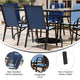 Navy |#| 7 Piece Patio Dining Set - 55" Glass Patio Table, 6 Navy Flex Stack Chairs