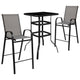 Gray |#| 3 Piece Outdoor Bar Height Set-Glass Patio Bar Table-Gray All-Weather Barstools