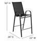 Black |#| 3 Piece Outdoor Bar Height Set-Glass Patio Bar Table-Black All-Weather Barstools