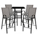 Gray |#| 5 Piece Outdoor Bar Height Set-Glass Patio Bar Table-Gray All-Weather Barstools