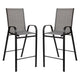 Gray |#| 5 Piece Outdoor Bar Height Set-Glass Patio Bar Table-Gray All-Weather Barstools