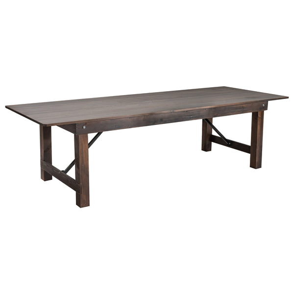 Mahogany |#| 9' x 40" Rectangular Antique Rustic Mahogany Solid Pine Folding Farm Table