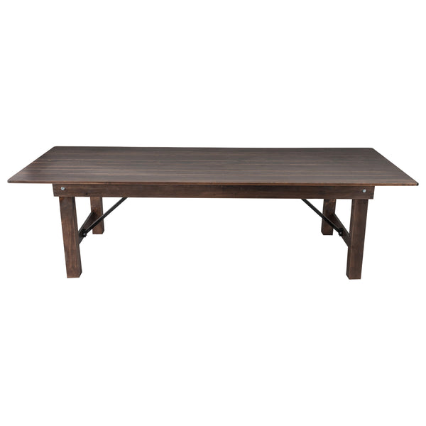 Mahogany |#| 9' x 40" Rectangular Antique Rustic Mahogany Solid Pine Folding Farm Table