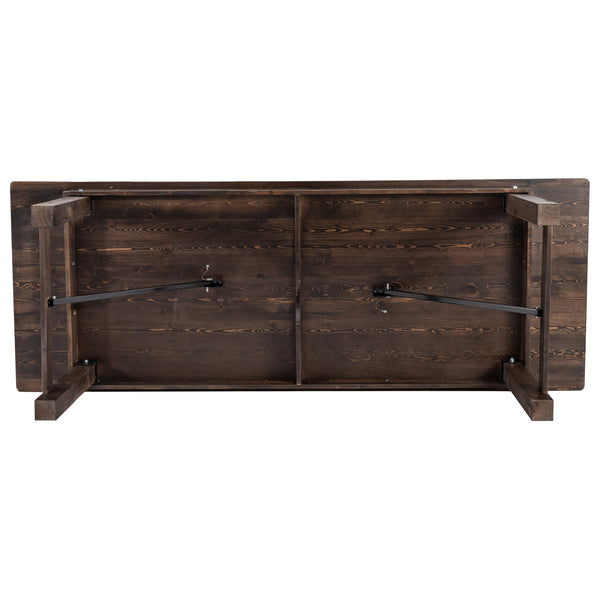 Mahogany |#| 9' x 40" Rectangular Antique Rustic Mahogany Solid Pine Folding Farm Table