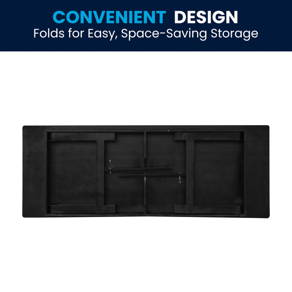 Black Wash |#| 9' x 40" Rectangular Rustic Solid Pine Farmhouse Folding Table in Black Wash