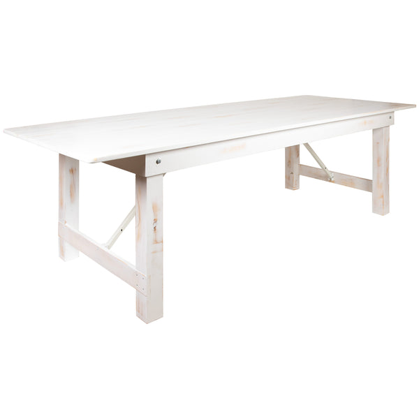 Antique Rustic White |#| 9' x 40" Rectangular Antique Rustic White Solid Pine Folding Farm Table