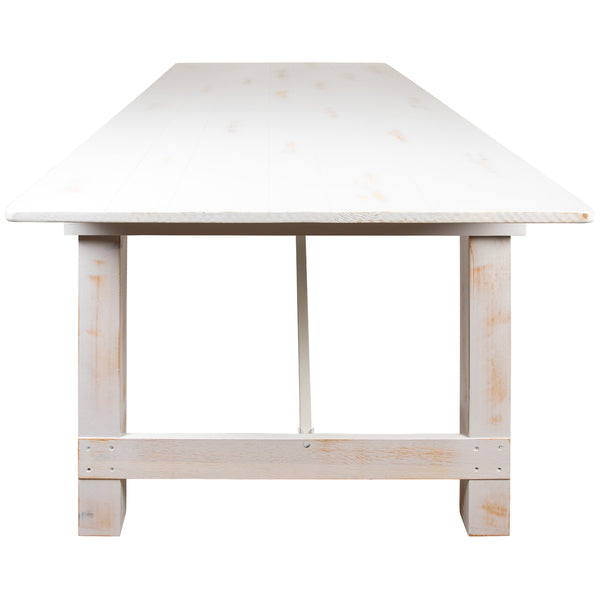 Antique Rustic White |#| 9' x 40" Rectangular Antique Rustic White Solid Pine Folding Farm Table