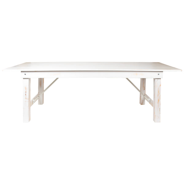 Antique Rustic White |#| 9' x 40" Rectangular Antique Rustic White Solid Pine Folding Farm Table