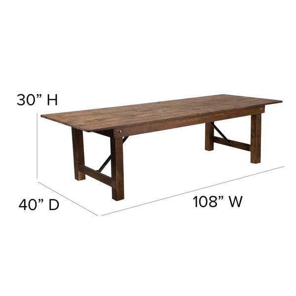 Antique Rustic |#| 9' x 40" Rectangular Antique Rustic Solid Pine Folding Farm Table