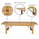 Light Natural |#| 9' x 40" Rectangular Antique Rustic Light Natural Solid Pine Folding Farm Table