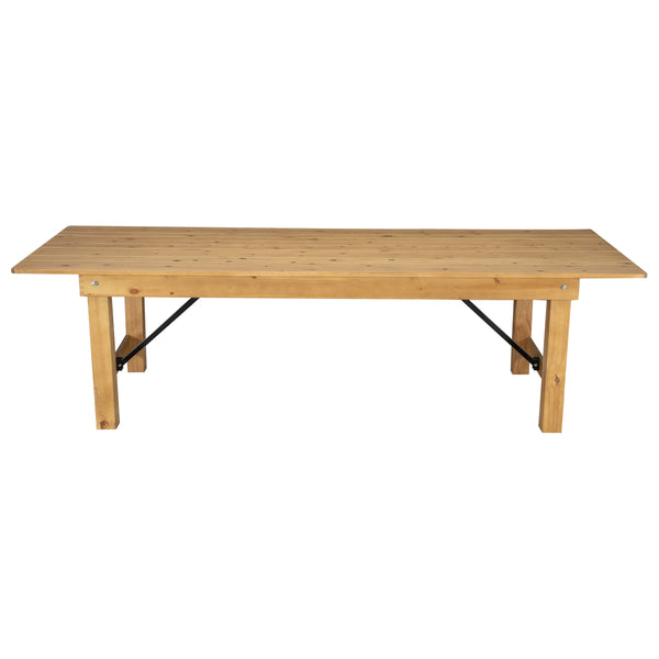 Light Natural |#| 9' x 40" Rectangular Antique Rustic Light Natural Solid Pine Folding Farm Table