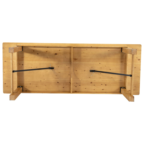 Light Natural |#| 9' x 40" Rectangular Antique Rustic Light Natural Solid Pine Folding Farm Table