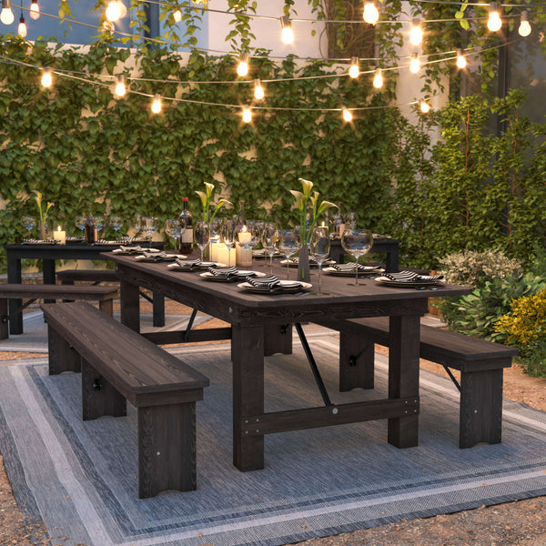 Mahogany |#| 9' x 40" Rectangular Antique Rustic Mahogany Solid Pine Folding Farm Table