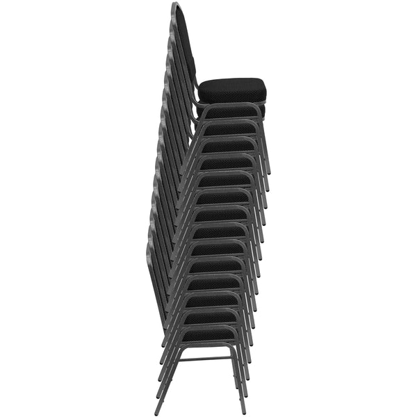 Black Vinyl/Silver Vein Frame |#| Crown Back Stacking Banquet Chair in Black Vinyl - Silver Vein Frame