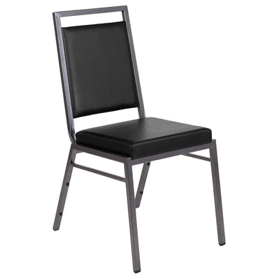 HERCULES Series Square Back Stacking Banquet Chair with Silvervein Frame - View 1