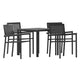 Black |#| All-Weather Resin Top Square Table & 4 Metal Chairs with Poly Resin Seats-Black