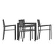 Black |#| All-Weather Resin Top Square Table & 4 Metal Chairs with Poly Resin Seats-Black