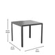 Black |#| All-Weather Resin Top Square Table & 4 Metal Chairs with Poly Resin Seats-Black