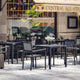 Black |#| All-Weather Resin Top Square Table & 4 Metal Chairs with Poly Resin Seats-Black