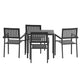 Black |#| All-Weather Resin Top Square Table & 4 Metal Chairs with Poly Resin Seats-Black