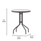 Bronze |#| Modern 23.75inch Round Glass Framed Glass Table with 2 Bronze Slat Back Chairs