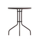 Bronze |#| Modern 23.75inch Round Glass Framed Glass Table with 2 Bronze Slat Back Chairs
