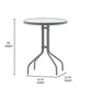 Silver |#| Modern 23.75inch Round Glass Framed Glass Table with 2 Silver Slat Back Chairs