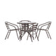 Bronze |#| Modern 31.5inch Round Glass Framed Glass Table with 4 Bronze Slat Back Chairs