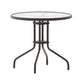 Bronze |#| Modern 31.5inch Round Glass Framed Glass Table with 4 Bronze Slat Back Chairs