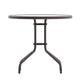 Bronze |#| Modern 31.5inch Round Glass Framed Glass Table with 4 Bronze Slat Back Chairs