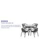 Black |#| 31.5inch Round Glass Metal Table with 4 Black Metal Aluminum Slat Stack Chairs