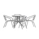 Silver |#| Modern 31.5inch Round Glass Framed Glass Table with 4 Silver Slat Back Chairs