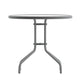 Silver |#| Modern 31.5inch Round Glass Framed Glass Table with 4 Silver Slat Back Chairs