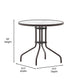 Bronze |#| Modern 31.5inch Round Glass Framed Glass Table with 4 Bronze Slat Back Chairs