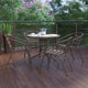 Bronze |#| Modern 31.5inch Round Glass Framed Glass Table with 4 Bronze Slat Back Chairs