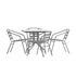 Lila 31.5'' Square Glass Metal Table with 4 Metal Aluminum Slat Stack Chairs