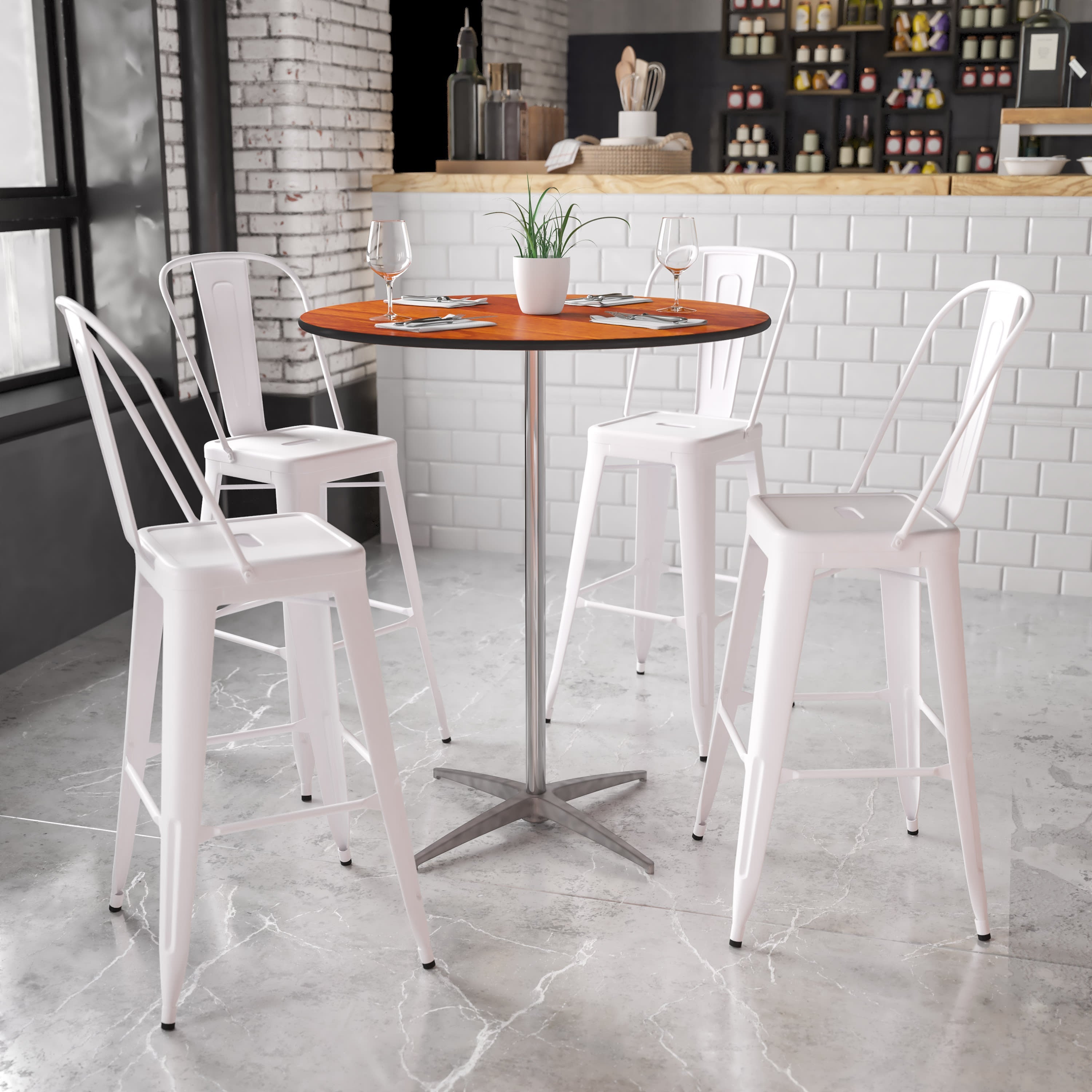 36 inch top round white table