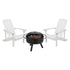 3 Piece Charlestown Poly Resin Wood Adirondack Chair Set with Fire Pit - Star and Moon Fire Pit with Mesh Cover
