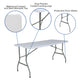 4.97-Foot Bi-Fold Granite White Plastic Folding Table with Handle - Event Table