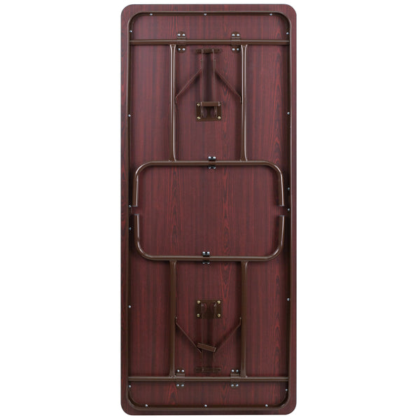 6-Foot High Pressure Mahogany Laminate Folding Banquet & Catering Table