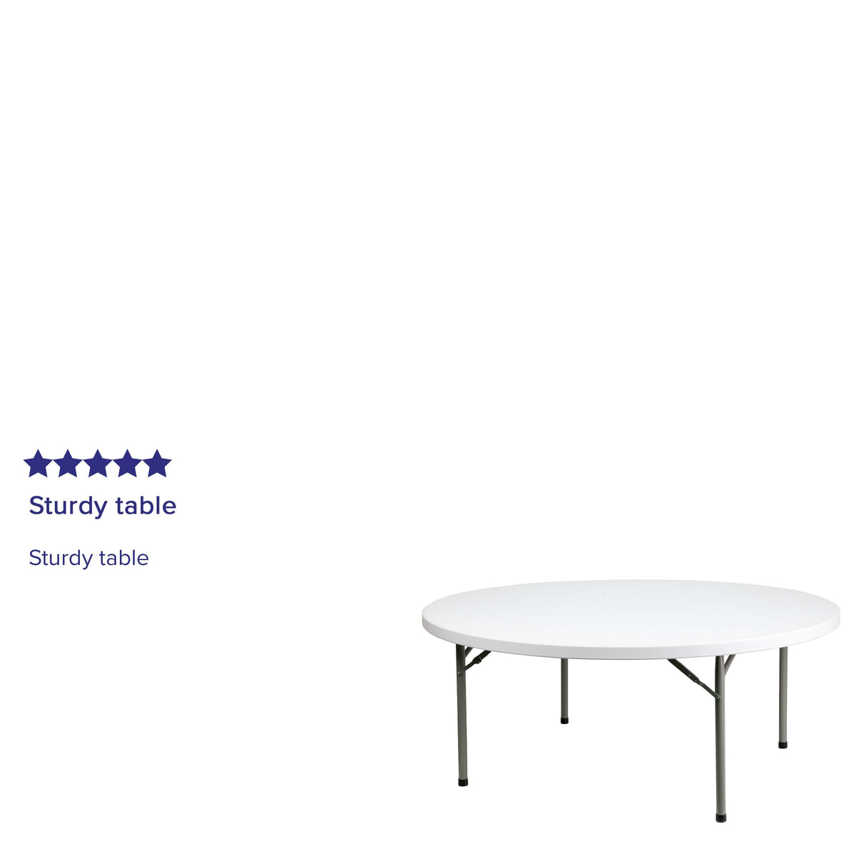 6-Foot Round White Plastic Banquet Folding Table - Event Table