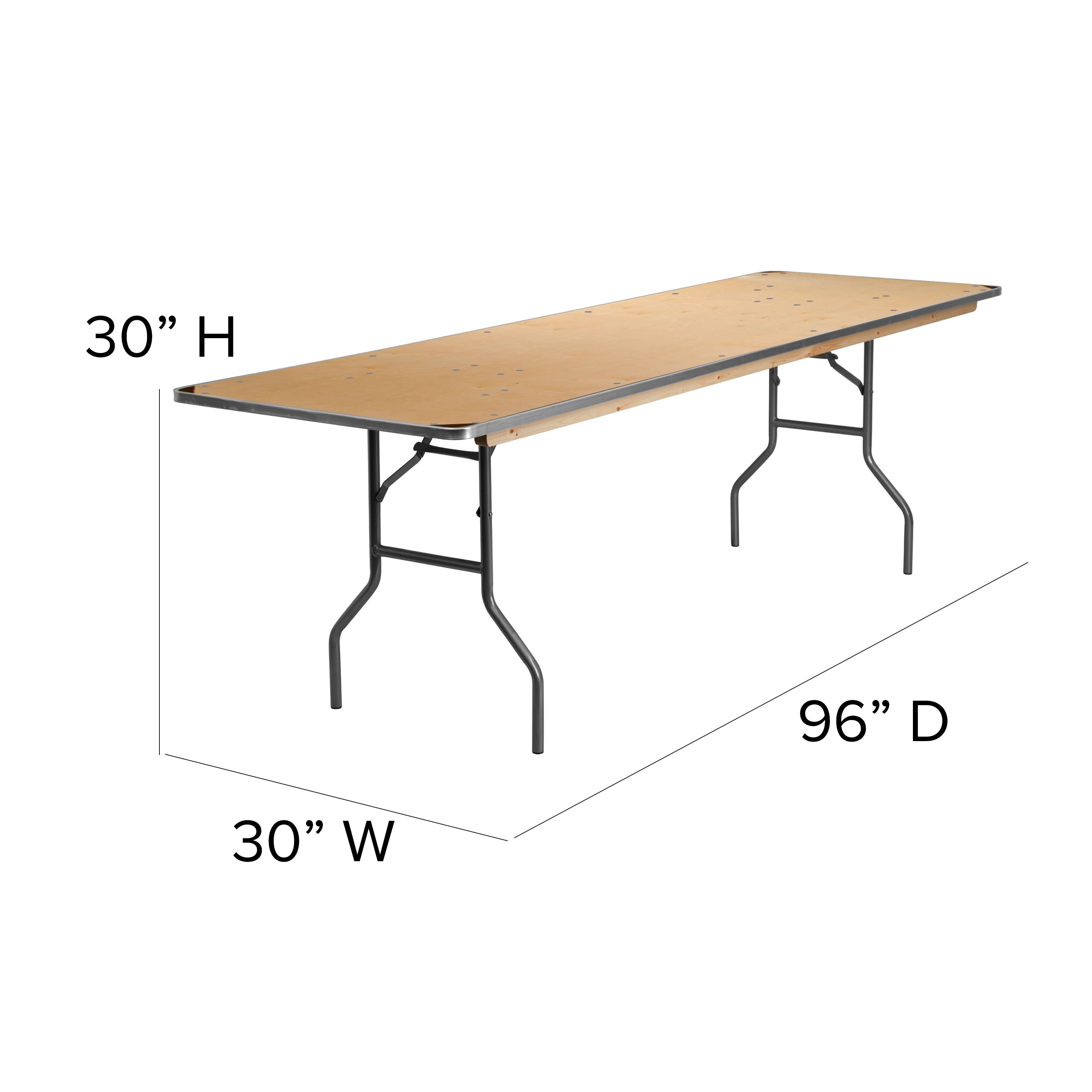 30x96 Wood Fold Table Met Edge XA 3096 BIRCH M CTC Event Furniture