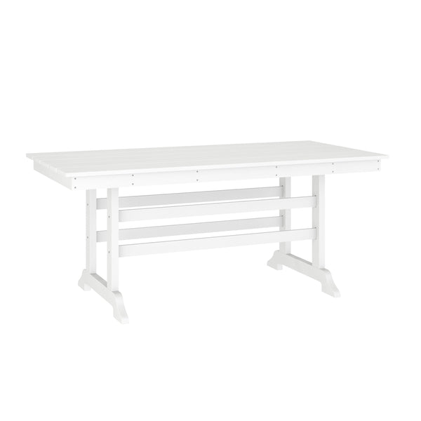 White |#| Commercial Grade Indoor-Outdoor 72" Rectangle Adirondack Style Table in Black