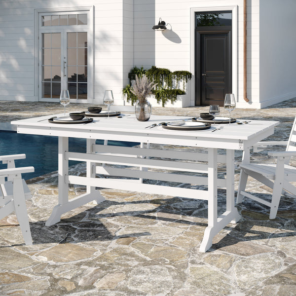 White |#| Commercial Grade Indoor-Outdoor 72" Rectangle Adirondack Style Table in Black