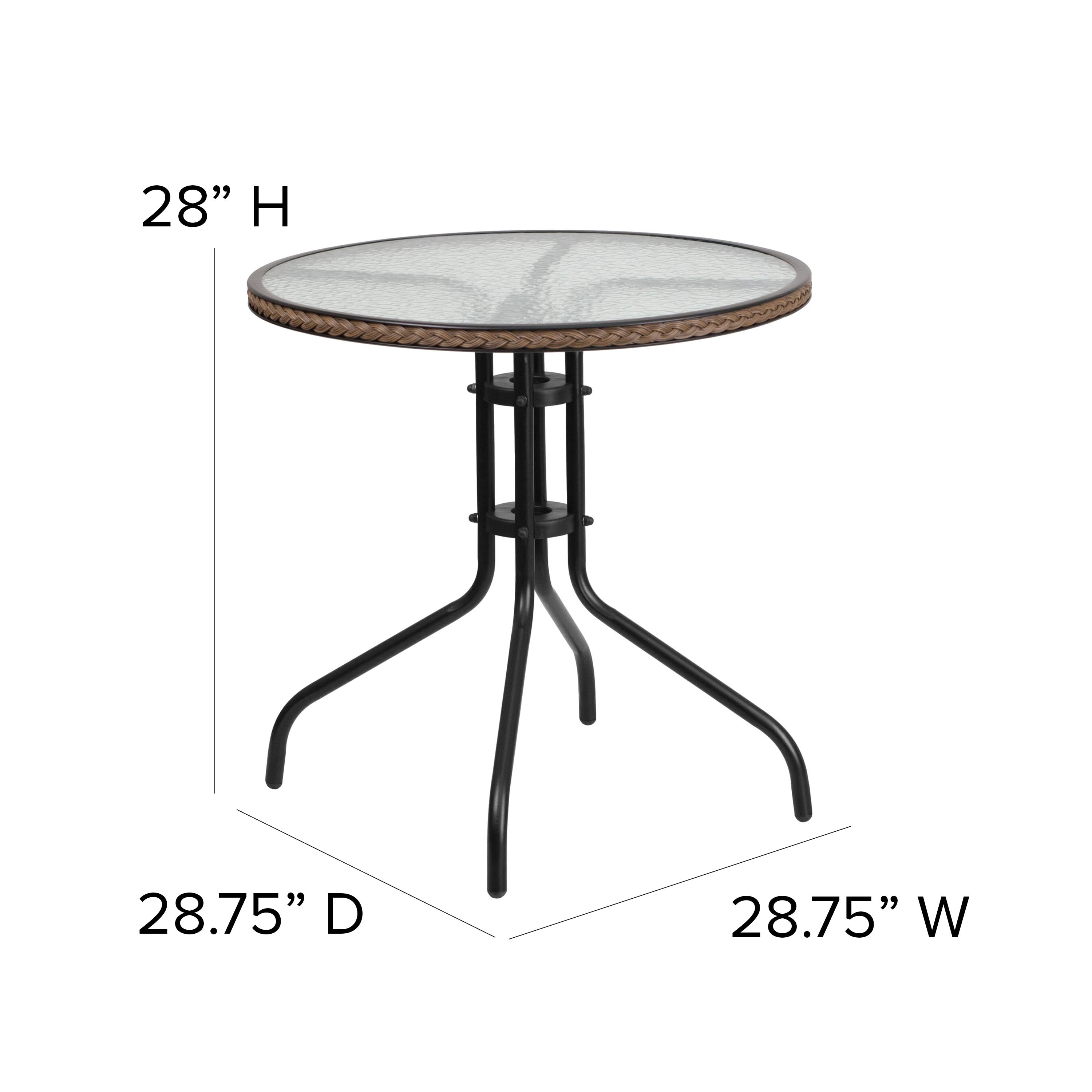 28RD Glass Table w Rattan Edge TLH 087 CTC Event Furniture