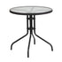 Barker 28'' Round Tempered Glass Metal Table with Rattan Edging