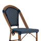 Navy & White/Natural Frame |#| All-Weather Commercial Paris Stool with Bamboo Print Metal Frame-Navy/White